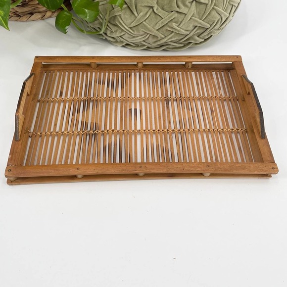 Vintage Boho Bamboo Tray Star Pattern Home Decor